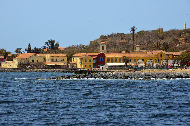 Colonial buildings on the east coast of Gorée Island, Dakar, Senegal